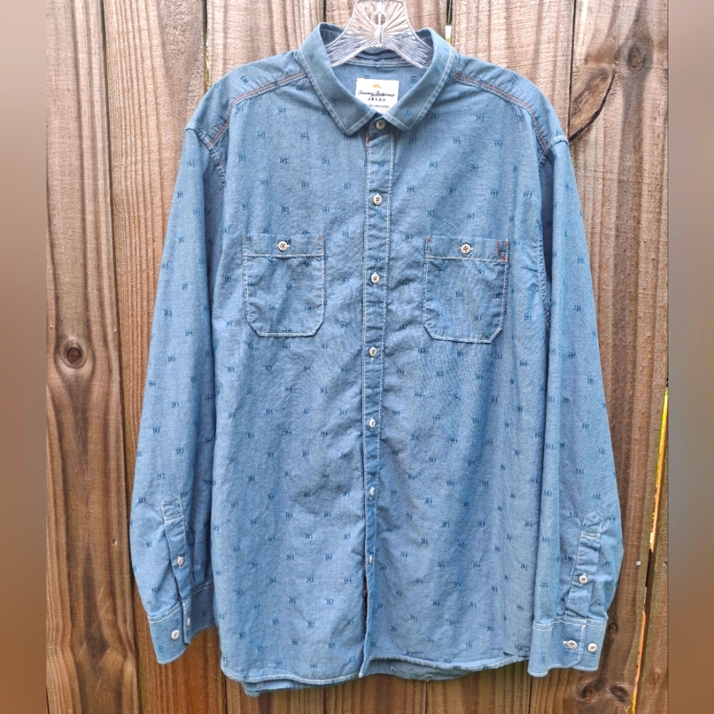 Tommy Bahama Chambray Casual Button Down Shirt Men's L